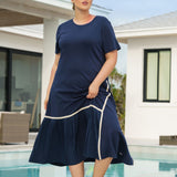 ROWAN POINTE KNIT DRESS WITH PLEATING plus-size - AMOUR781