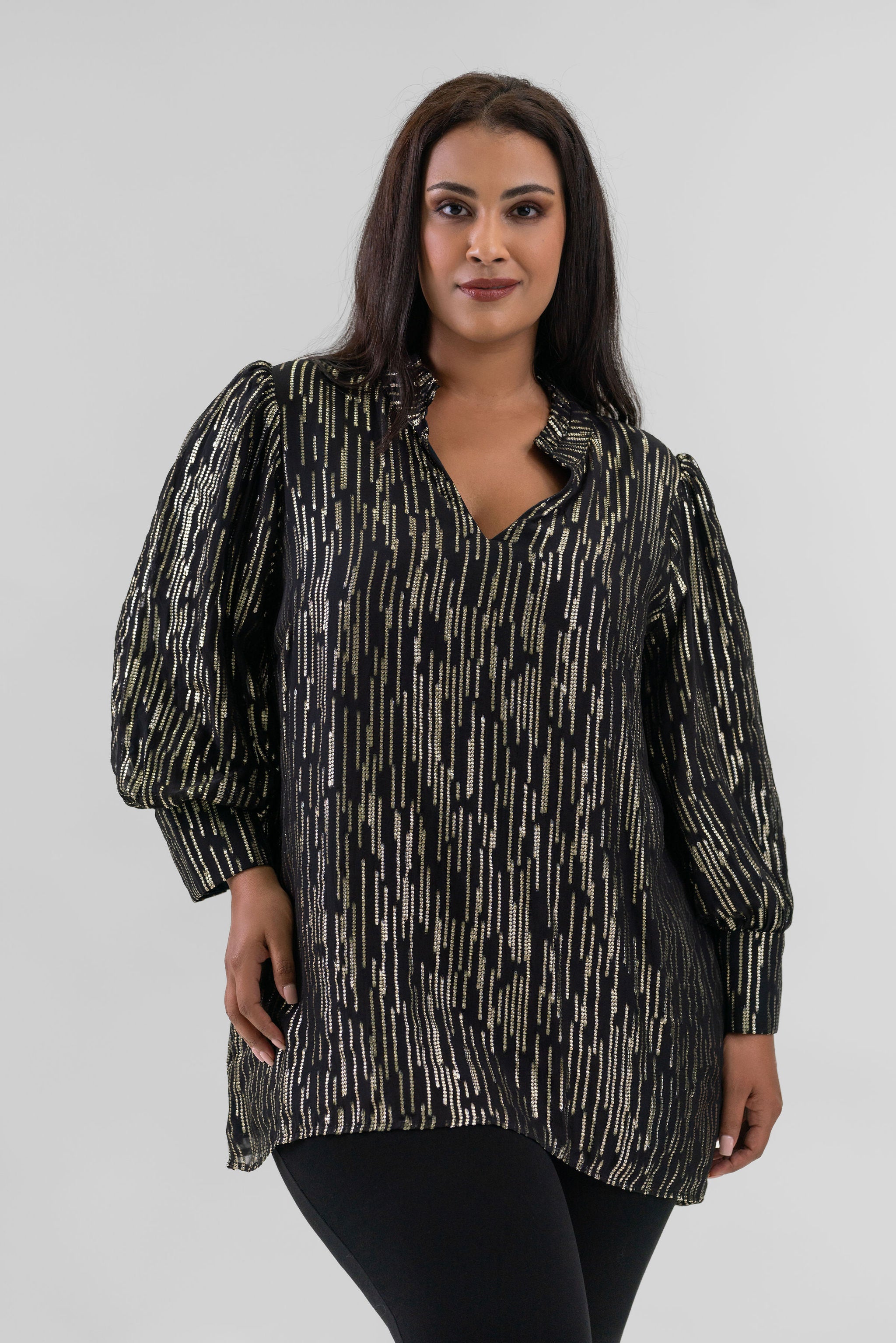 HAILEY LUREX STRIPE BLOUSE plus-size - AMOUR781