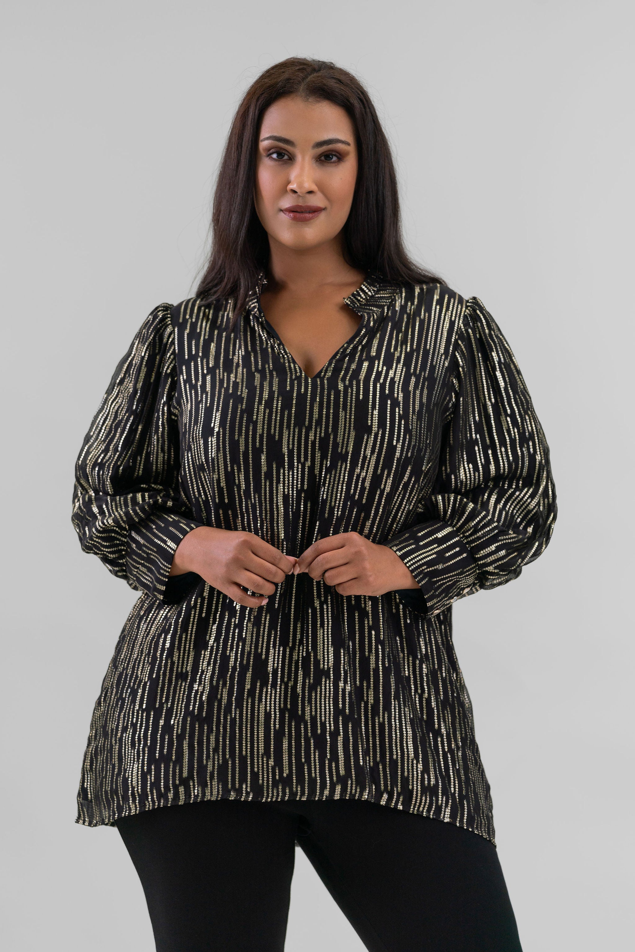 HAILEY LUREX STRIPE BLOUSE plus-size - AMOUR781