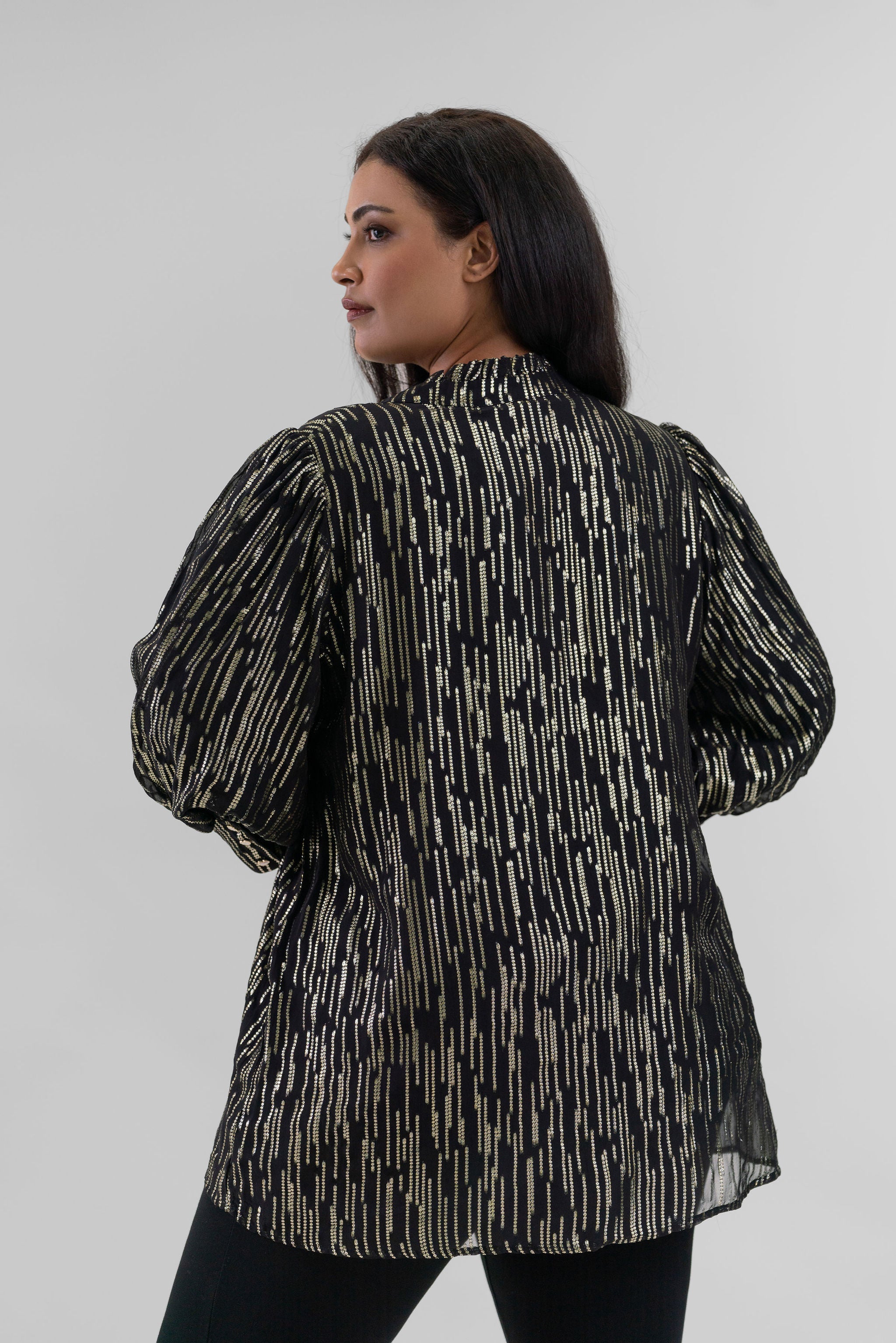 HAILEY LUREX STRIPE BLOUSE plus-size - AMOUR781
