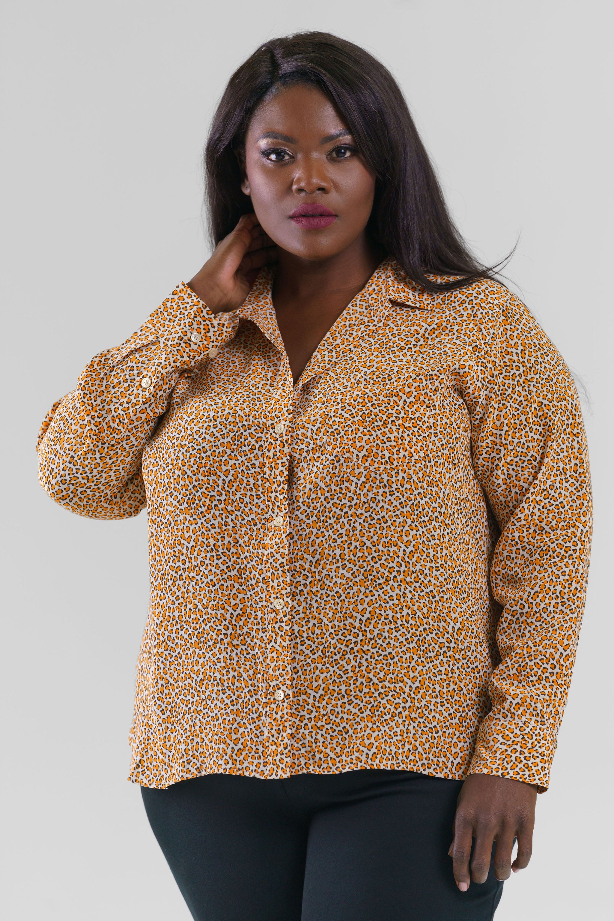 LEEMA SILK SHIRT WITH POCKET plus-size - AMOUR781