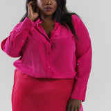 LEONA LONG SLEEVE SILK SHIRT plus-size - AMOUR781