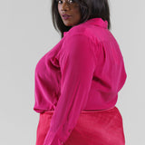 LEONA LONG SLEEVE SILK SHIRT plus-size - AMOUR781