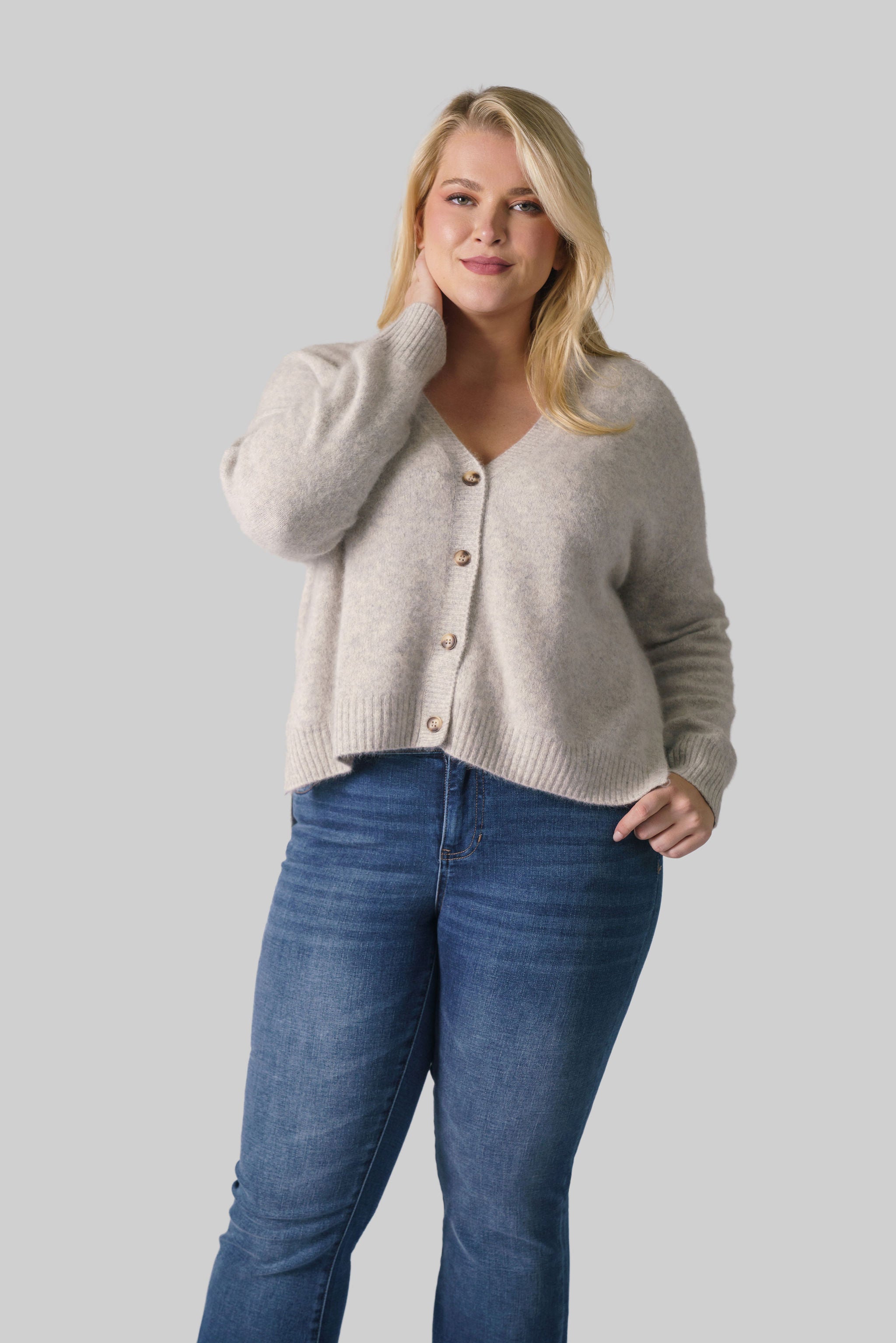 SIDE SLIT GRANDPA CARDIE plus-size - AMOUR781