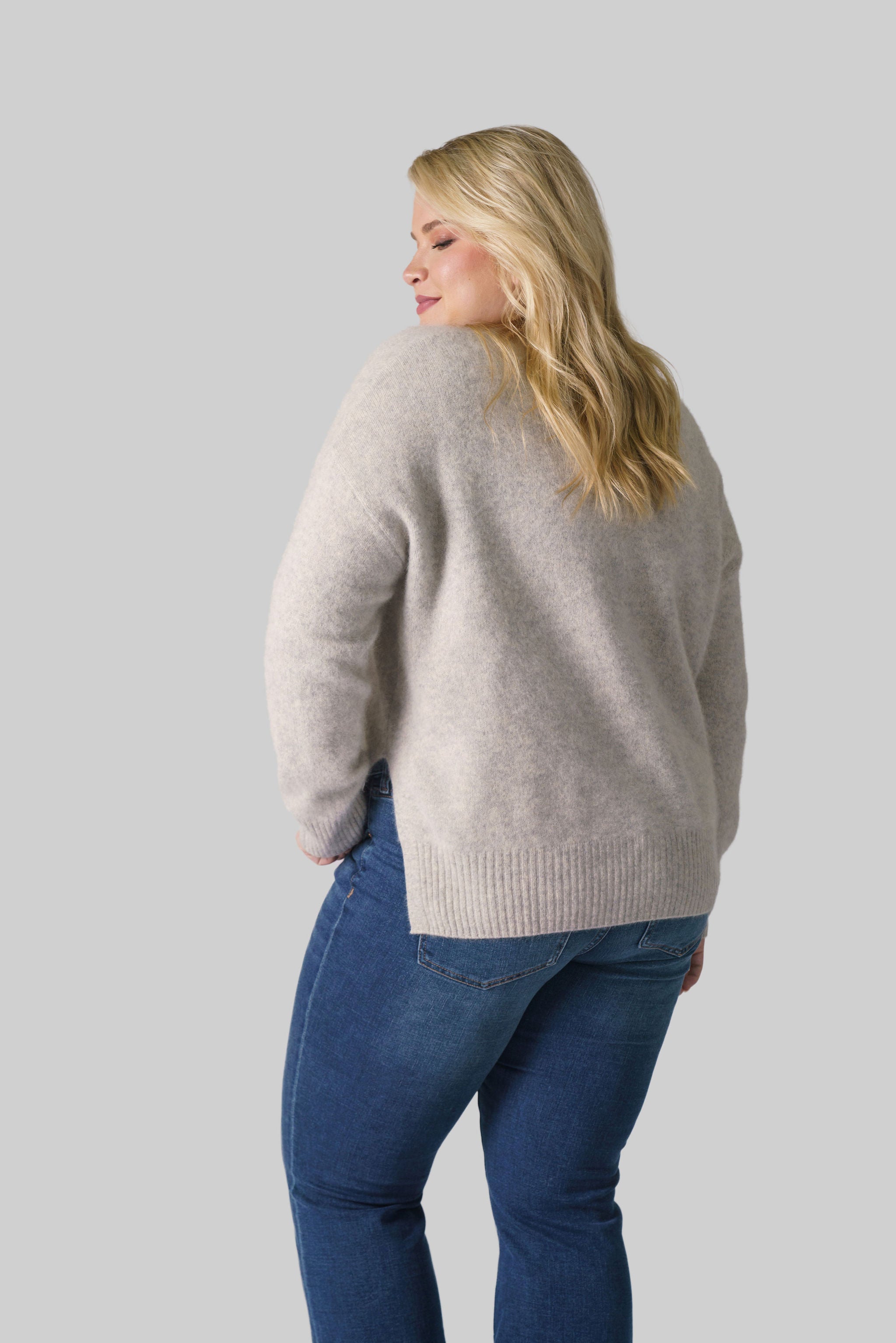 SIDE SLIT GRANDPA CARDIE plus-size - AMOUR781