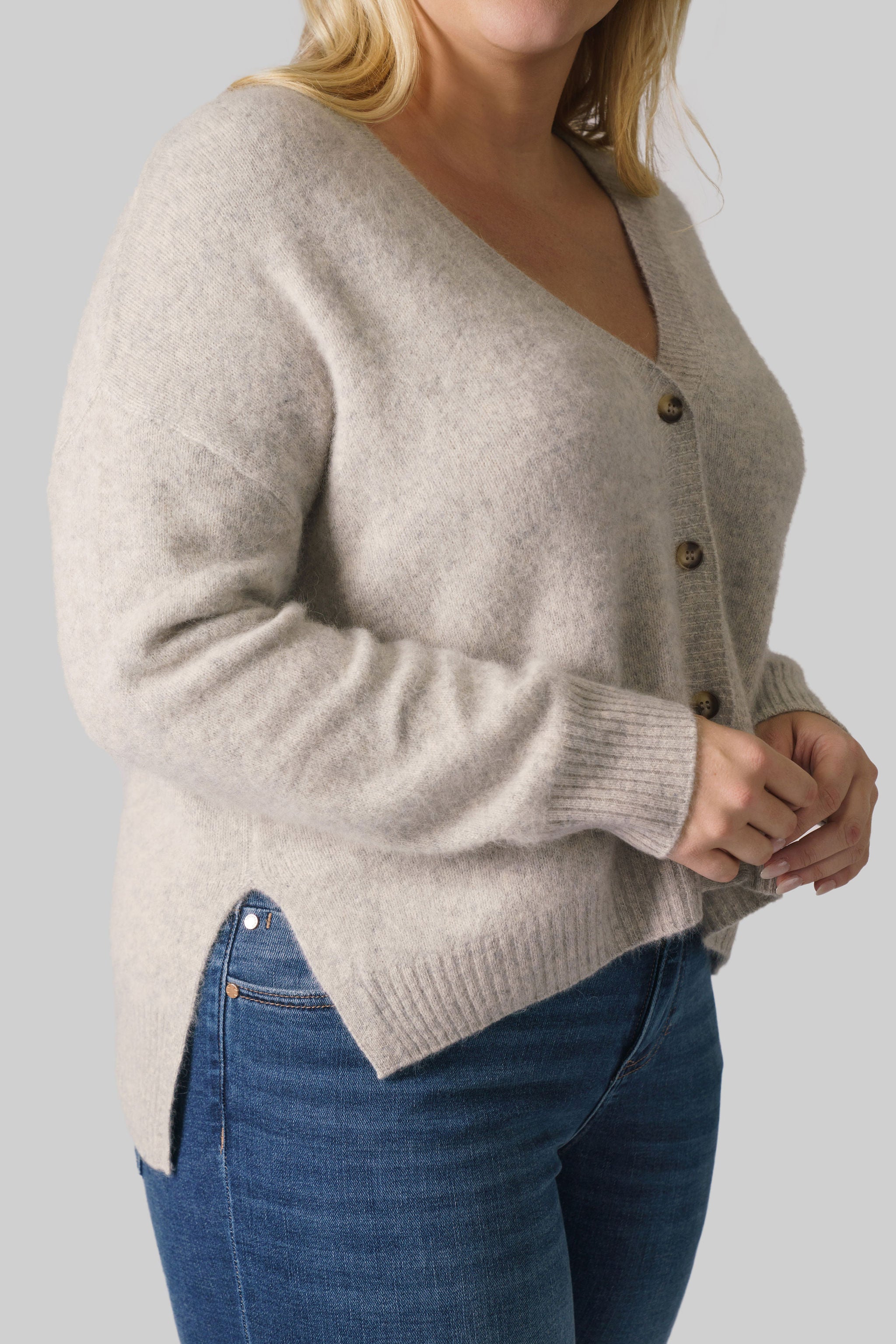 SIDE SLIT GRANDPA CARDIE plus-size - AMOUR781