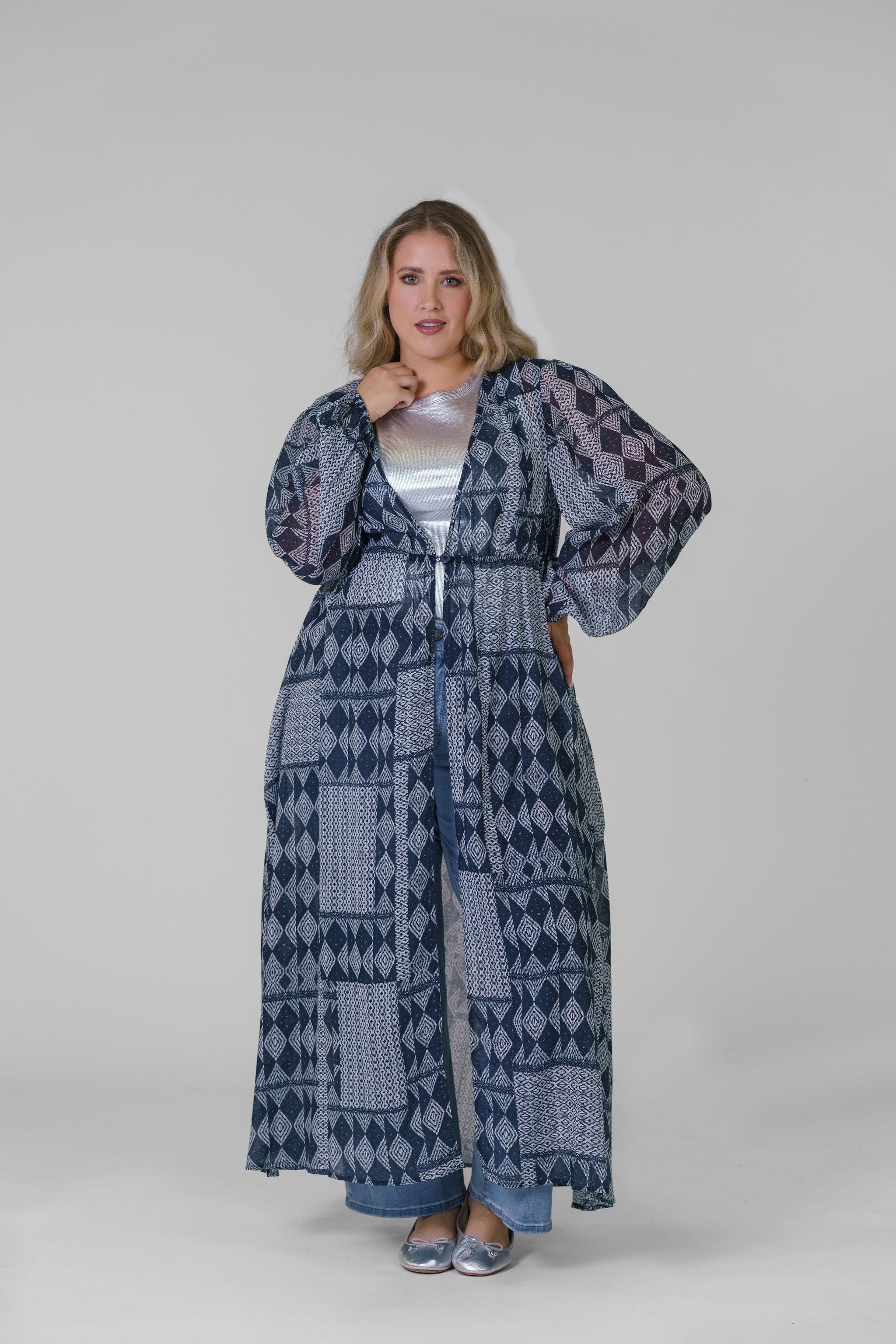 TRISH LONG DUSTER GAUZE plus-size - AMOUR781