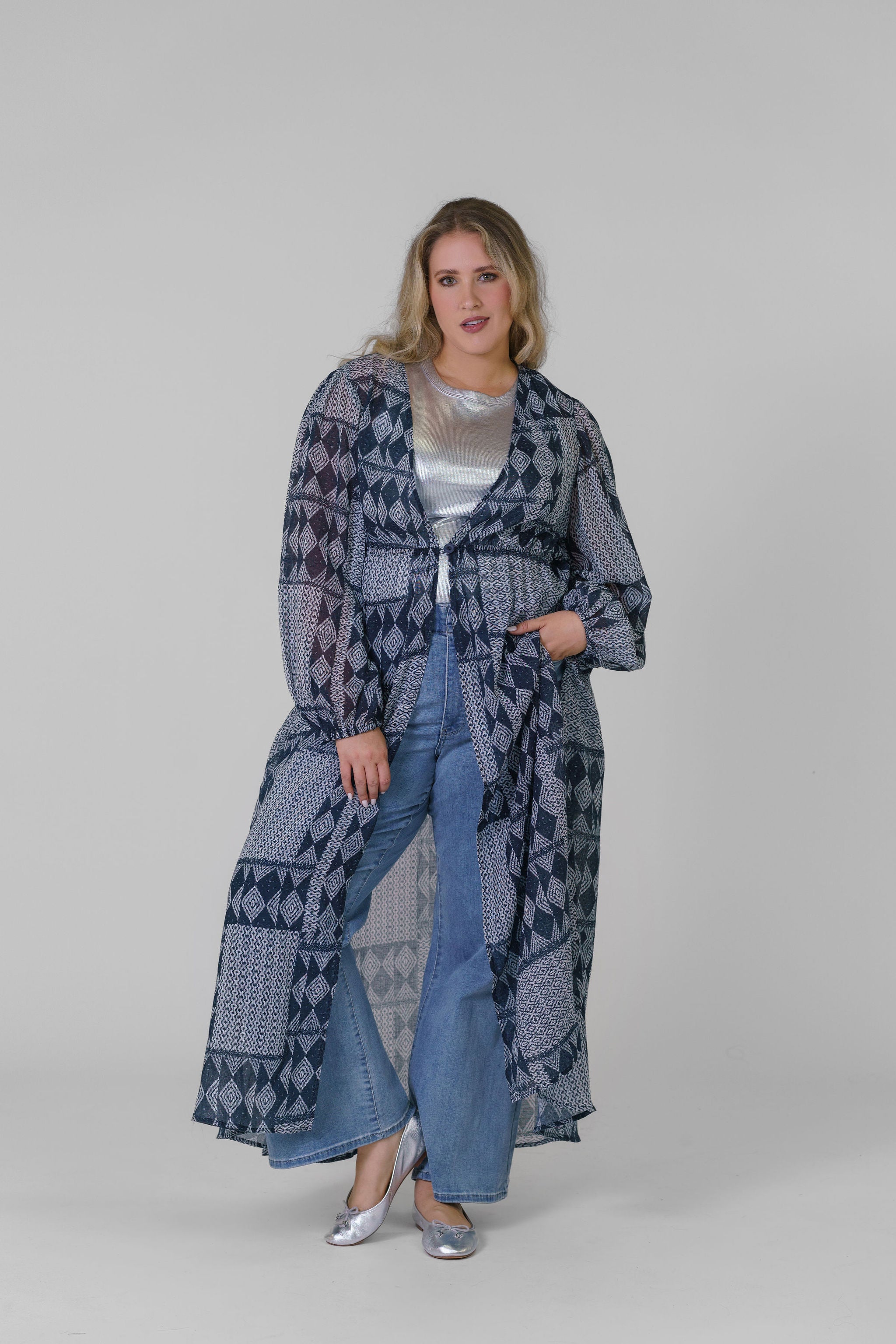 TRISH LONG DUSTER GAUZE plus-size - AMOUR781