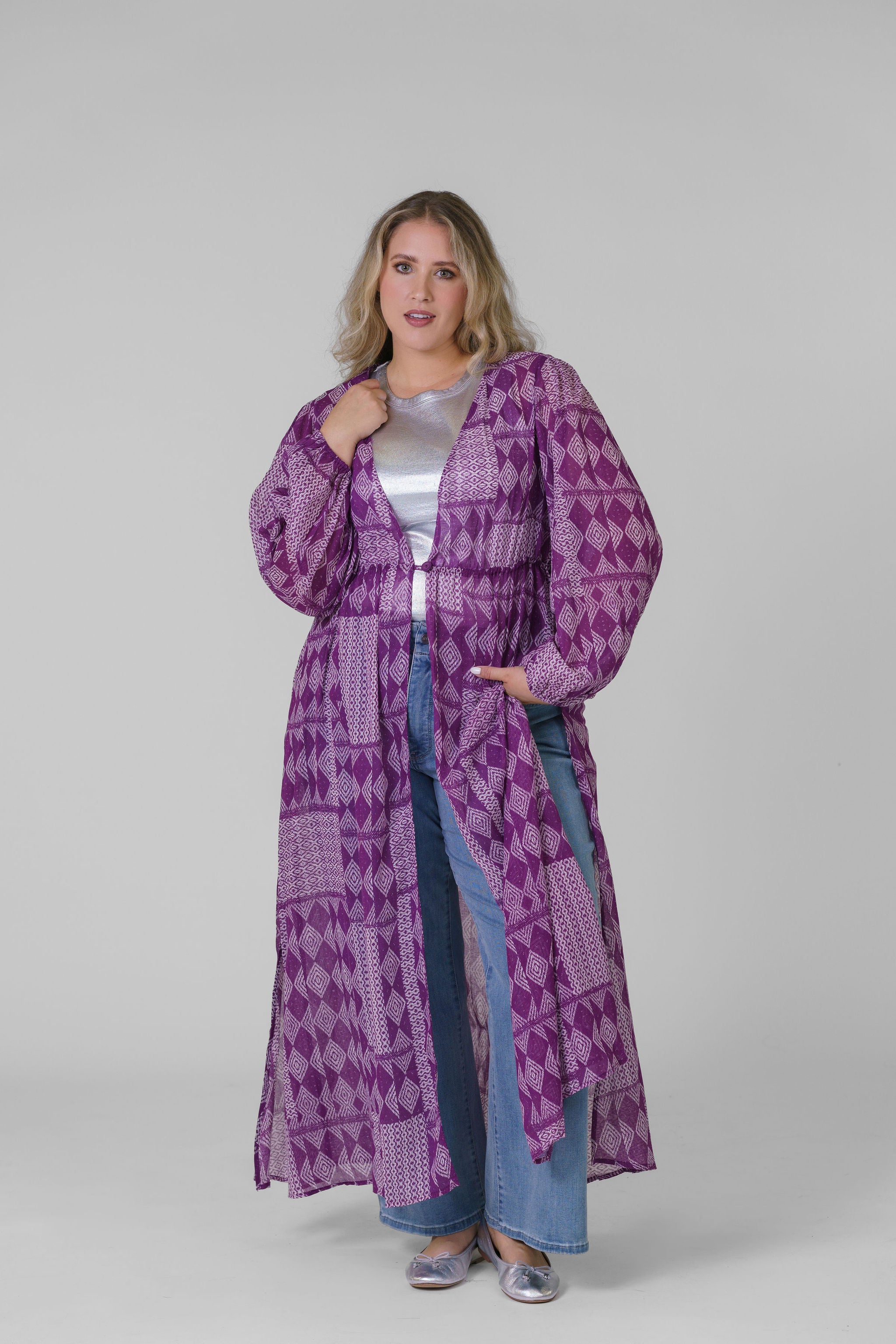 TRISH LONG DUSTER GAUZE plus-size - AMOUR781
