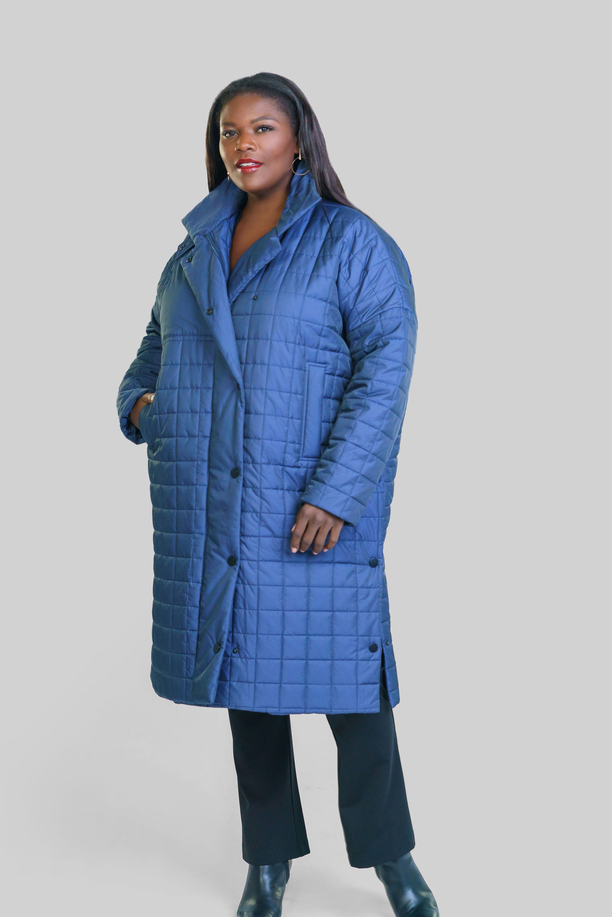 CHANGEANT NYLON BOX COAT plus-size - AMOUR781