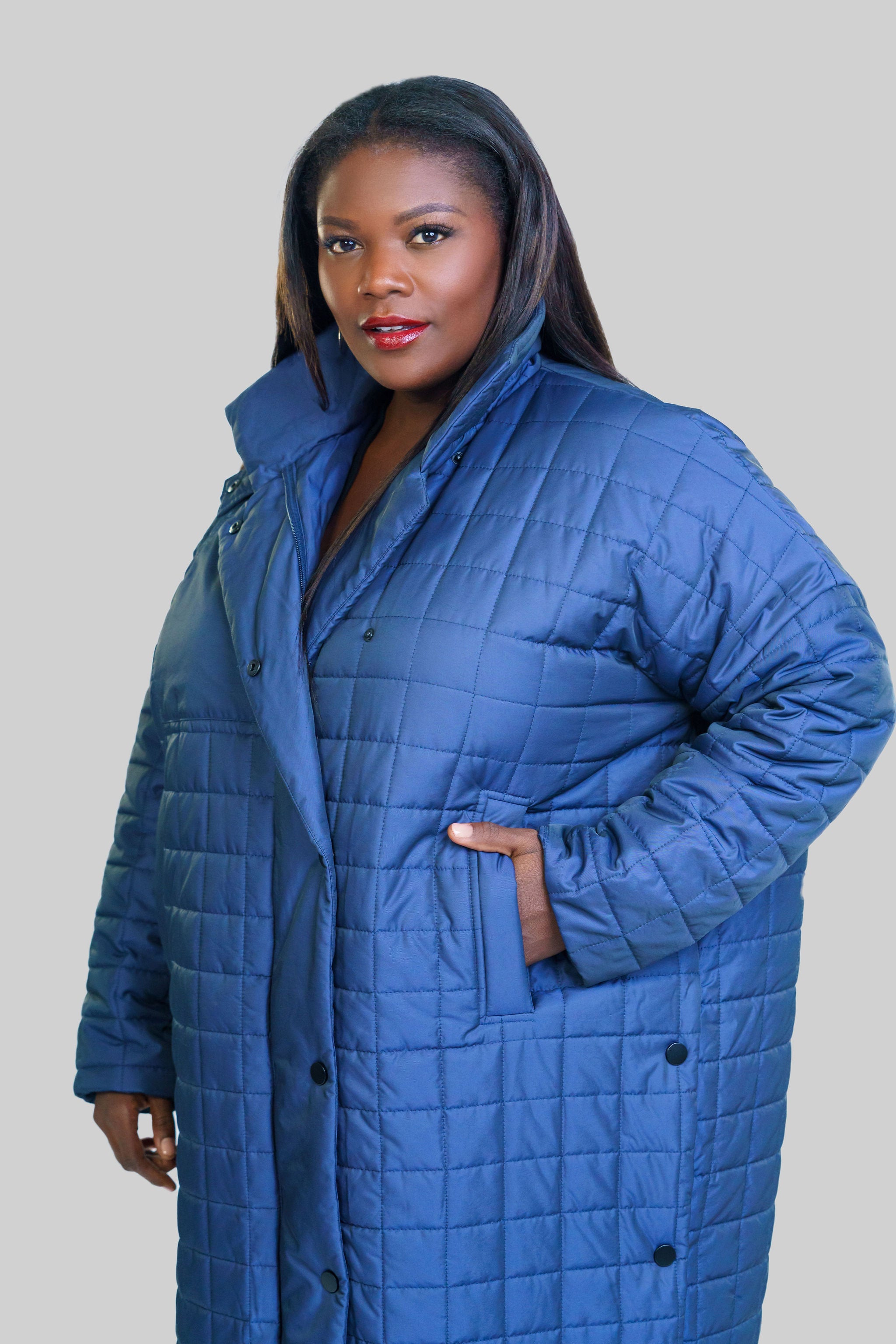 CHANGEANT NYLON BOX COAT plus-size - AMOUR781