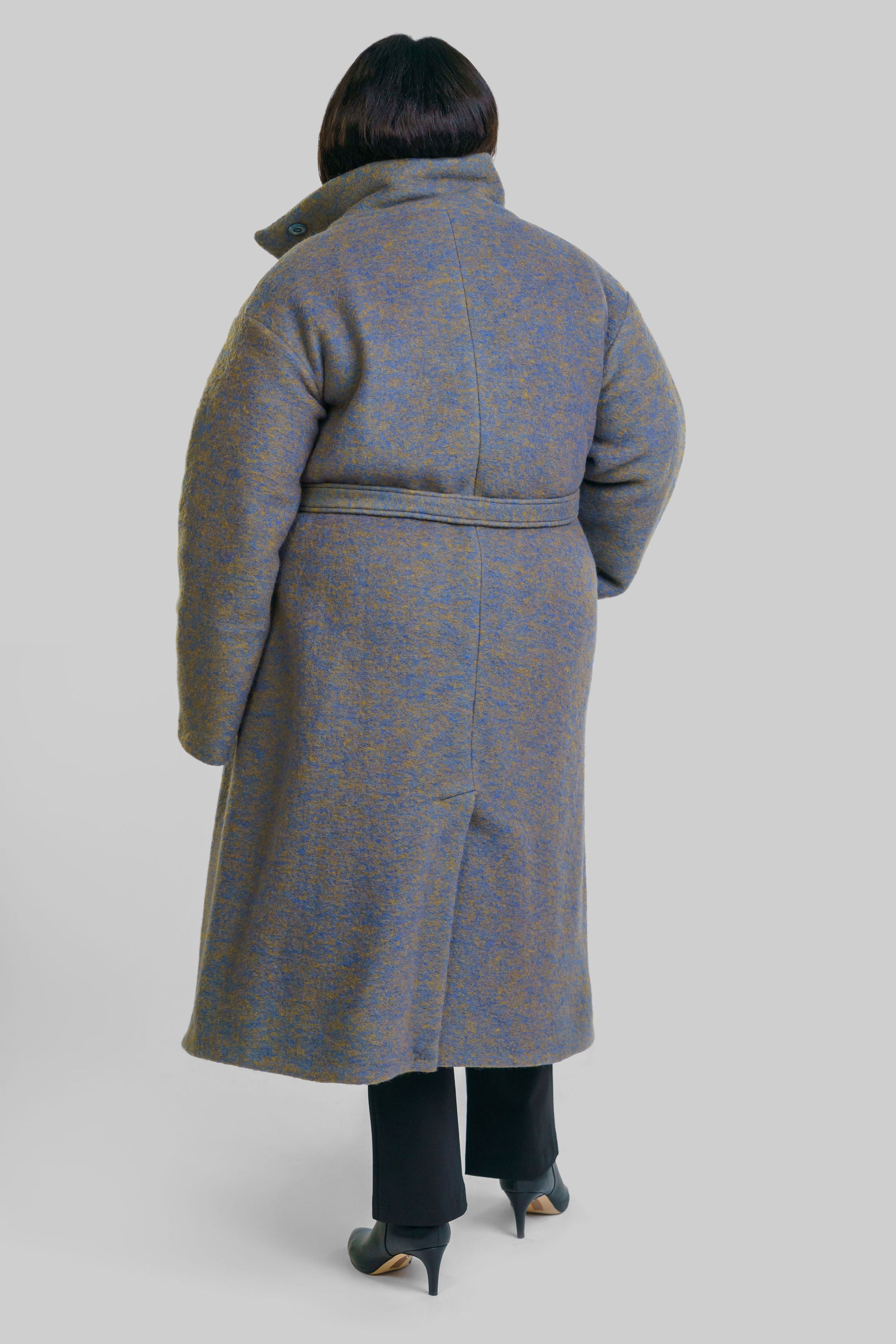 CHANGEANT WOOL MIX COAT with COLLAR plus-size - AMOUR781