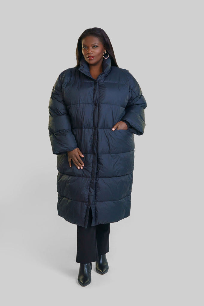 FEATHER AND DOWN PUFFER JACKET - Grey / Blue