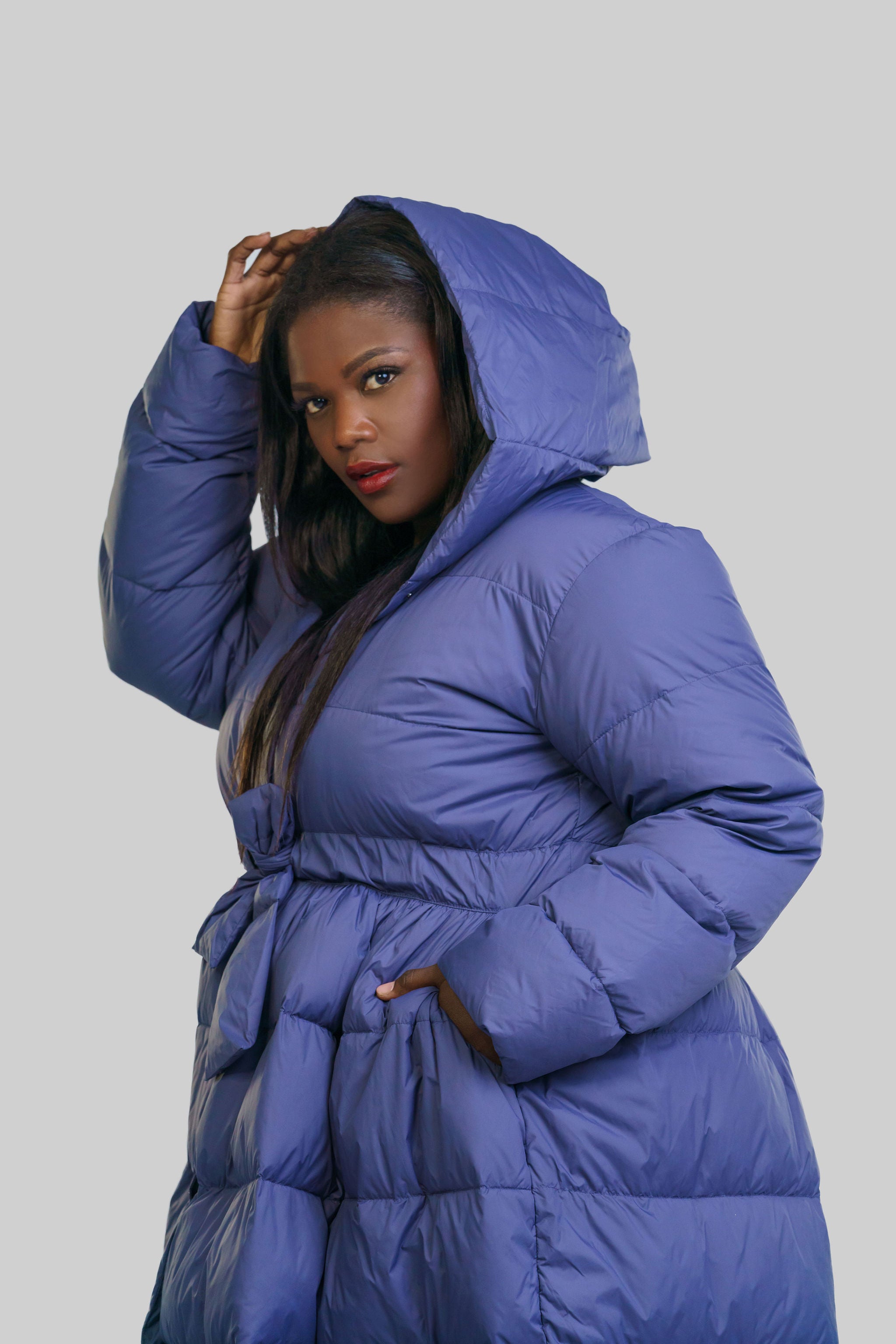 FEATHER DOWN COAT with HOOD plus-size - AMOUR781