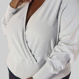 MULLEIN COTTON WRAP SWEATER plus-size - AMOUR781