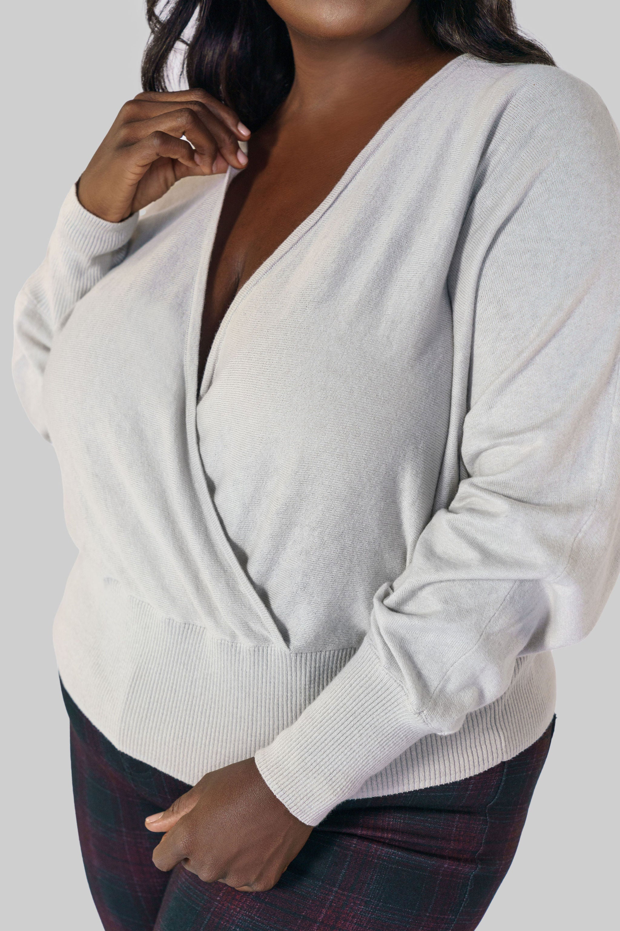 MULLEIN COTTON WRAP SWEATER plus-size - AMOUR781