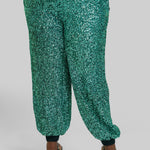 SEQUIN GREEN JOGGERS plus-size - AMOUR781