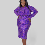 SIENA SLIP SKIRT - Purple Leopard plus-size - AMOUR781