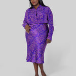 SIENA SLIP SKIRT - Purple Leopard plus-size - AMOUR781