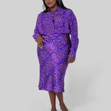 SIENA SLIP SKIRT - Purple Leopard plus-size - AMOUR781
