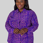 SOPHIE BLOUSE - Purple Leopard plus-size - AMOUR781