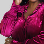LONG SLEEVE CROSBY TOP in WHISPER WEIGHT VELVET plus-size - AMOUR781