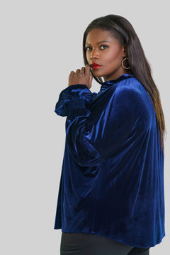 LONG SLEEVE CROSBY TOP in WHISPER WEIGHT VELVET plus-size - AMOUR781