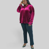 LONG SLEEVE CROSBY TOP in WHISPER WEIGHT VELVET plus-size - AMOUR781