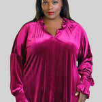 LONG SLEEVE CROSBY TOP in WHISPER WEIGHT VELVET plus-size - AMOUR781