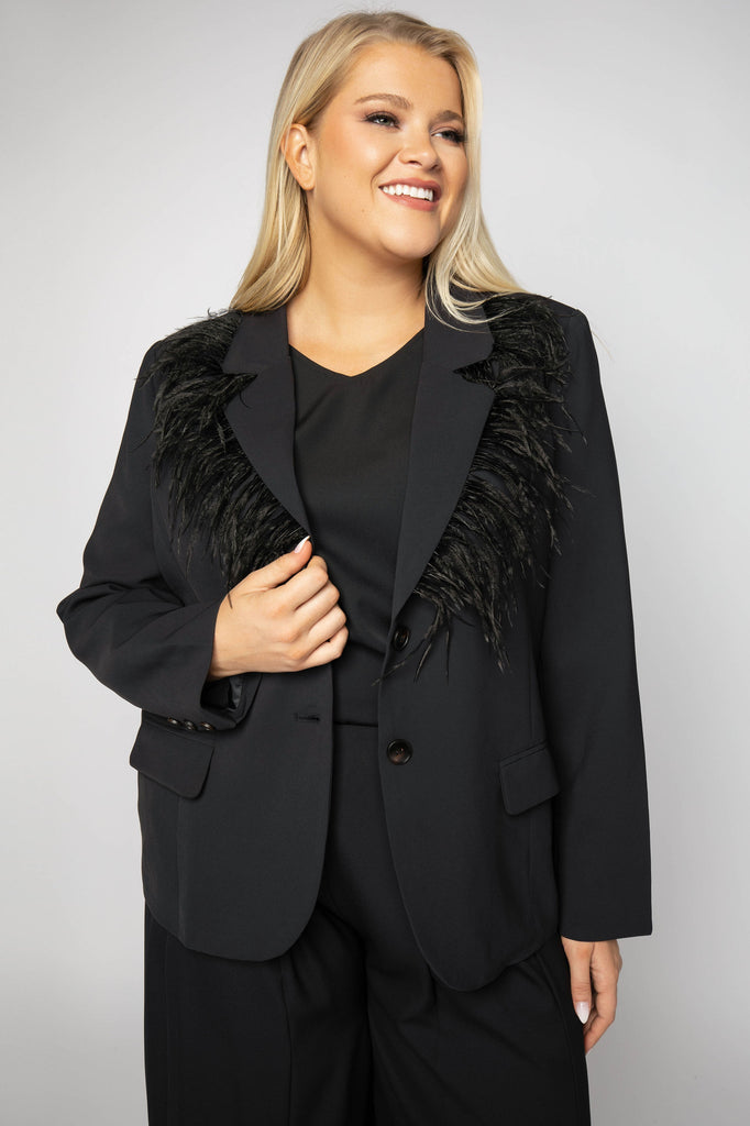 JANE FEATHERED BLAZER JACKET Designed by JOH Apparel
