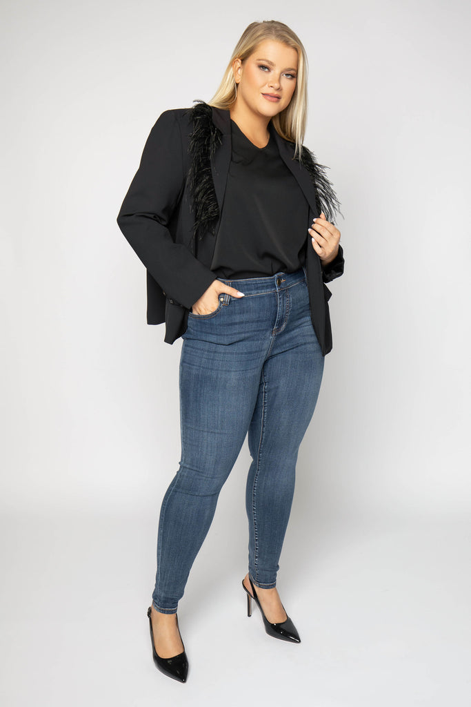 JANE FEATHERED BLAZER JACKET Designed by JOH Apparel