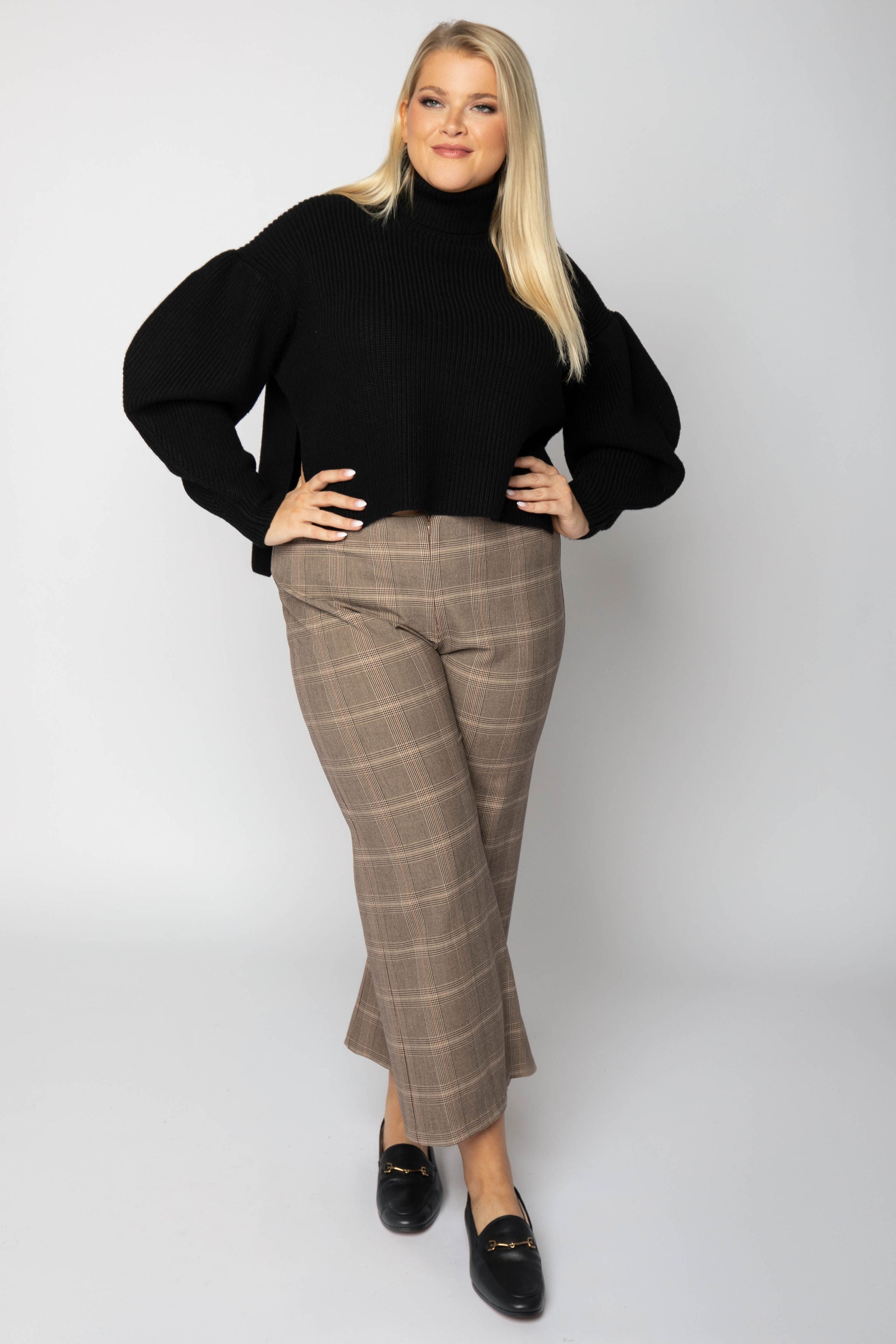 PLAID CROPPED PANTS plus-size - AMOUR781