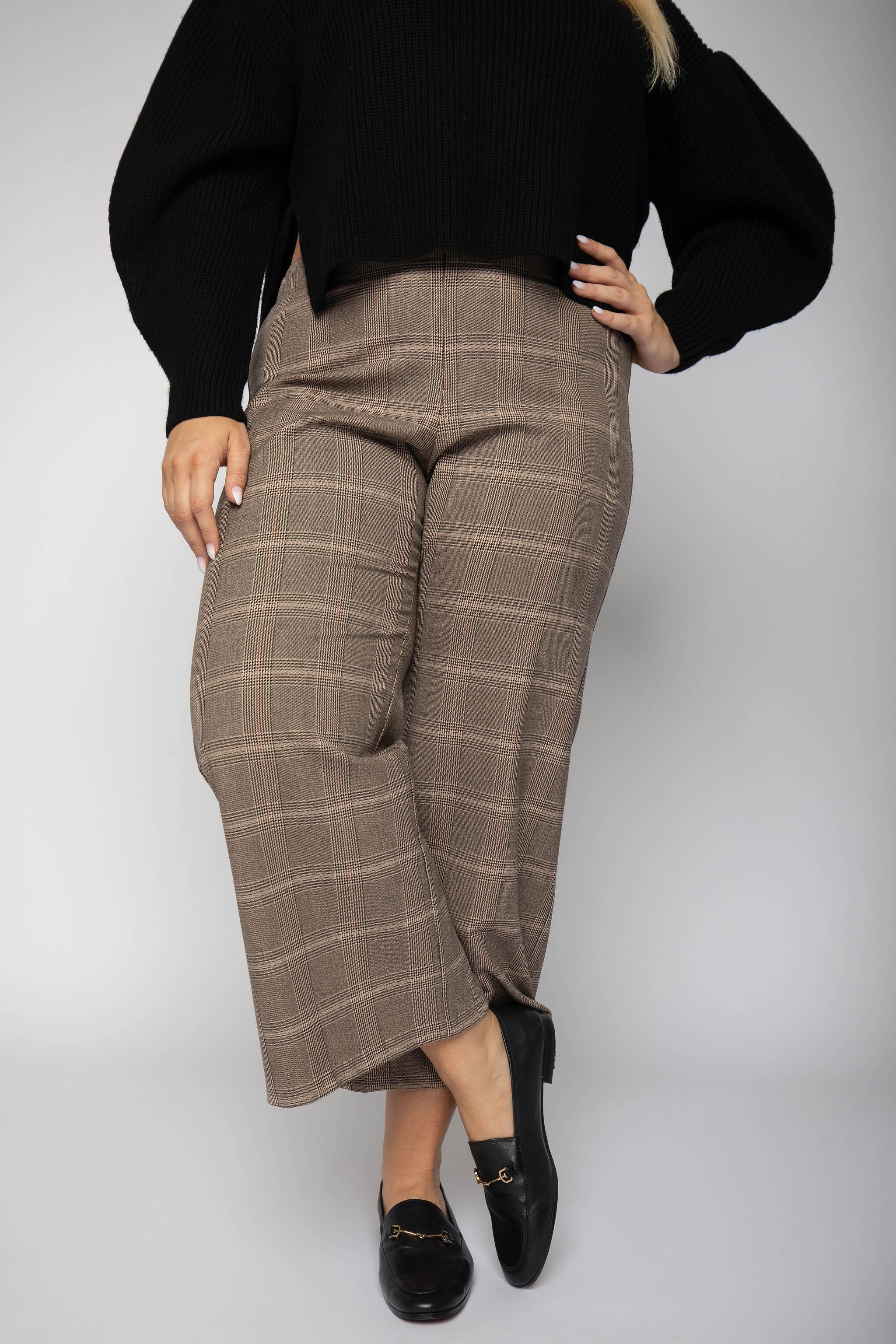 PLAID CROPPED PANTS plus-size - AMOUR781