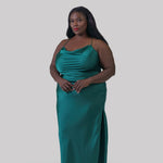 SATIN MAXI COWL SLIP plus-size - AMOUR781
