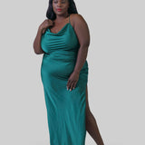 SATIN MAXI COWL SLIP plus-size - AMOUR781