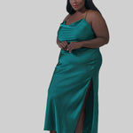 SATIN MAXI COWL SLIP plus-size - AMOUR781