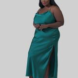 SATIN MAXI COWL SLIP plus-size - AMOUR781
