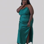 SATIN MAXI COWL SLIP plus-size - AMOUR781