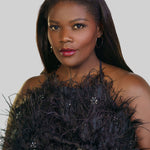 SALENA SATIN FEATHER TOP plus-size - AMOUR781