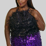 SALENA SATIN FEATHER TOP plus-size - AMOUR781