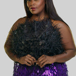 SALENA SATIN FEATHER TOP plus-size - AMOUR781