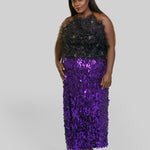 SALENA SATIN FEATHER TOP plus-size - AMOUR781