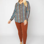 ARROW IKAT BUTTON FRONT plus-size - AMOUR781