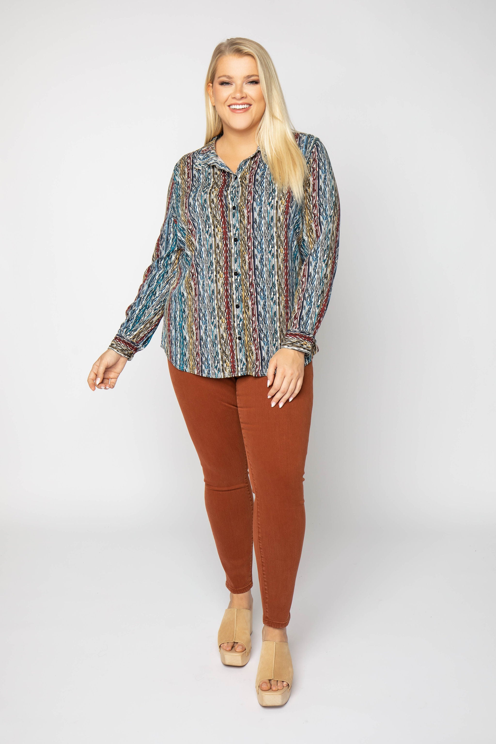ARROW IKAT BUTTON FRONT plus-size - AMOUR781