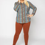 ARROW IKAT BUTTON FRONT plus-size - AMOUR781