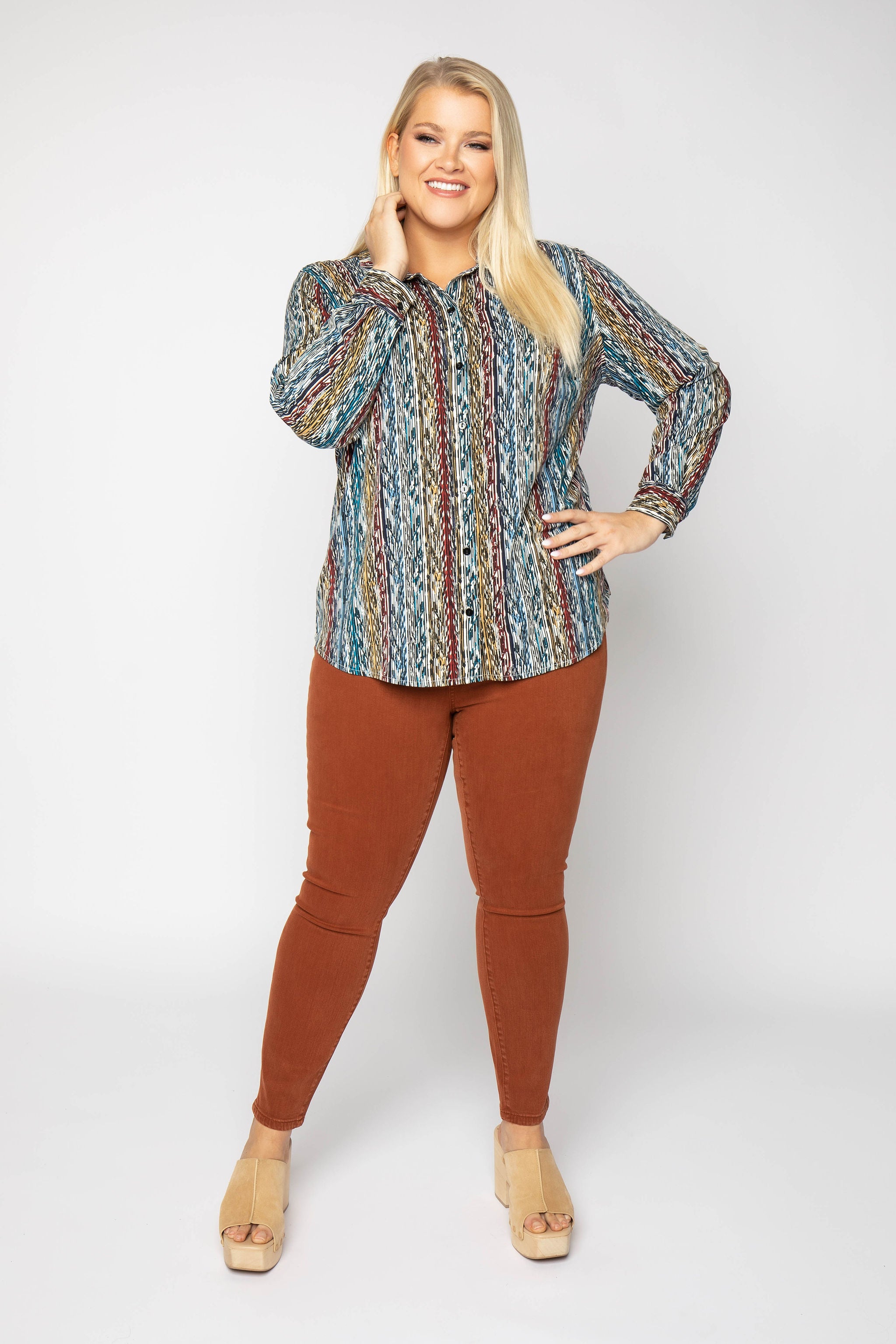ARROW IKAT BUTTON FRONT plus-size - AMOUR781