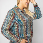 ARROW IKAT BUTTON FRONT plus-size - AMOUR781