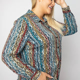 ARROW IKAT BUTTON FRONT plus-size - AMOUR781