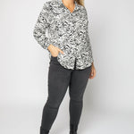 BUTTON UP WOVEN BLOUSE plus-size - AMOUR781