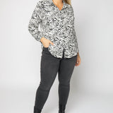 BUTTON UP WOVEN BLOUSE plus-size - AMOUR781